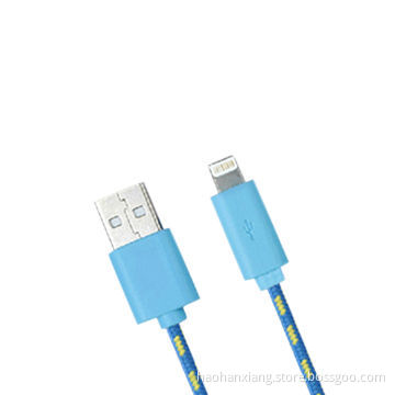 Colorful Round-shaped Fabric Braided Cable for iPhone 5/5S, 1m Length